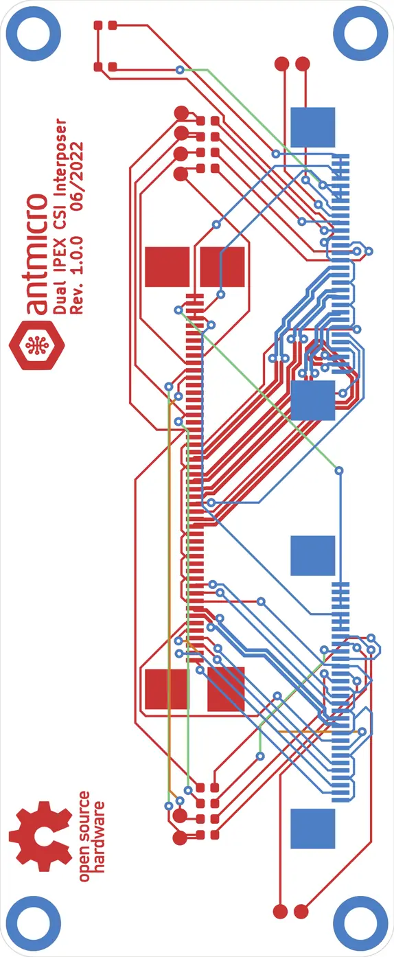 Antmicro dual IPEX CSI interposer routed by TraceMaker