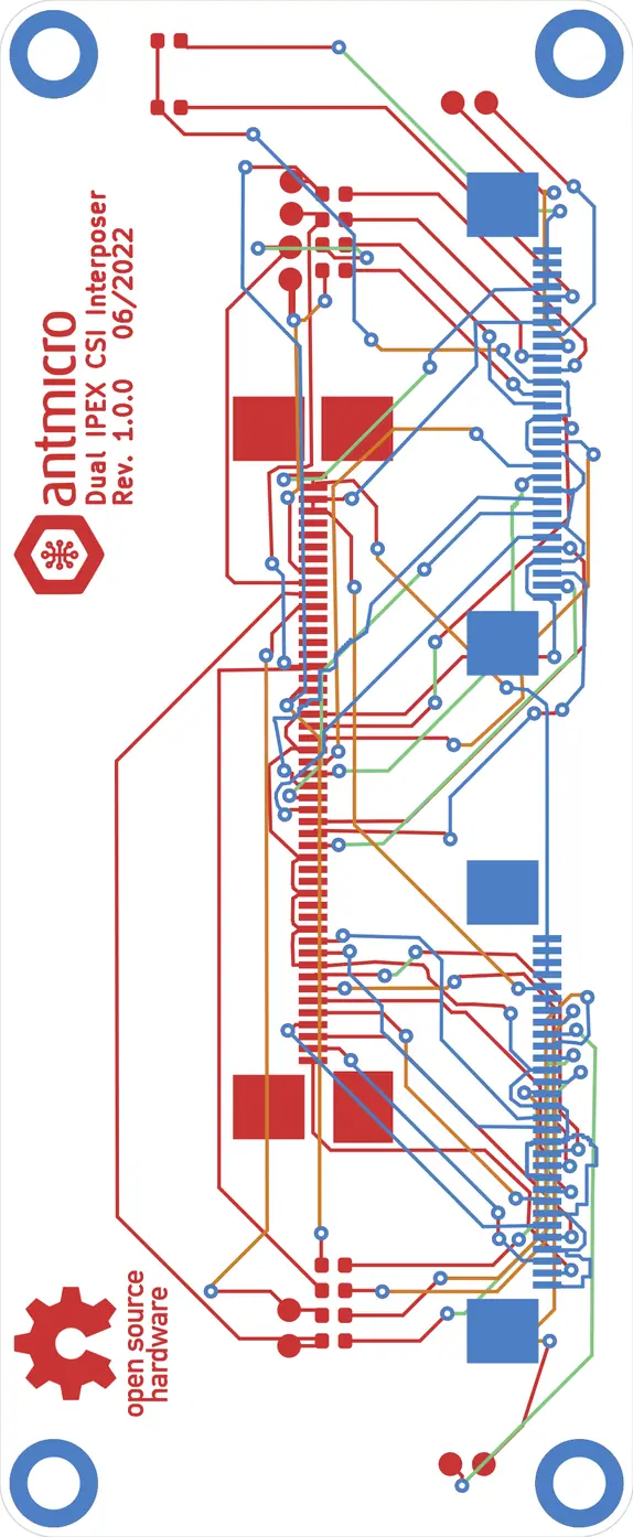 Antmicro dual IPEX CSI interposer routed by tscircuit