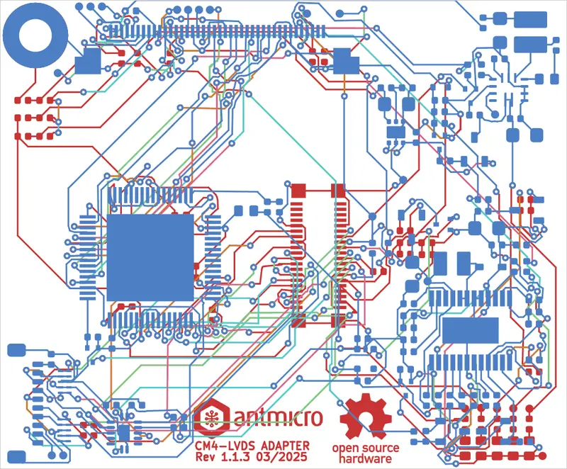 Antmicro CM4 baseboard LVDS adapter routed by tscircuit