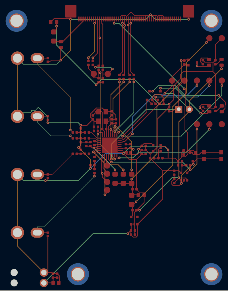 Antmicro CVBS-to-MIPI bridge routed by Freerouting, all copper layers