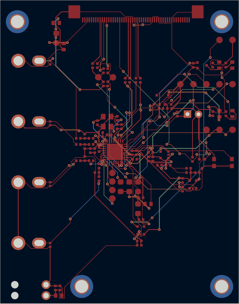 Antmicro CVBS-to-MIPI bridge routed by tscircuit, all copper layers