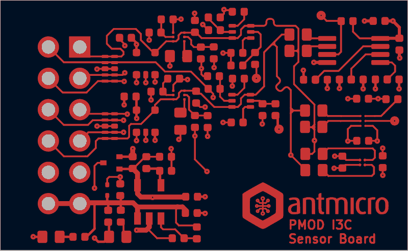 Antmicro PMOD I3C sensor board as its designers routed it, F.Cu