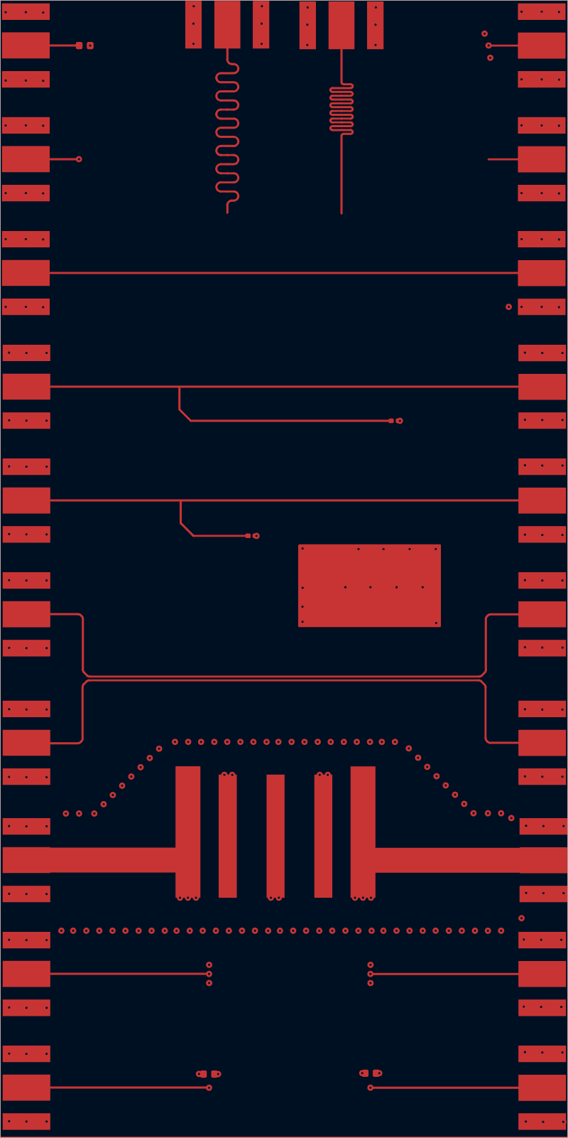 Antmicro signal-integrity test board as its designers routed it, F.Cu