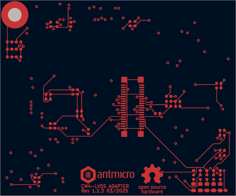 Antmicro CM4 baseboard LVDS adapter routed by Freerouting, F.Cu