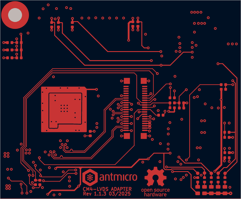 Antmicro CM4 baseboard LVDS adapter as its designers routed it, F.Cu