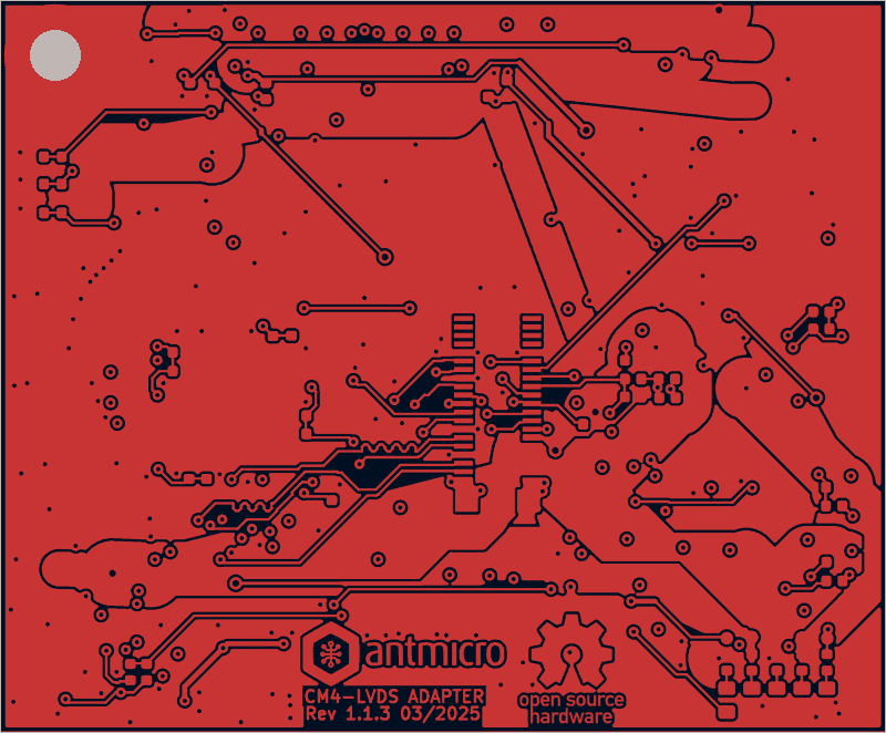 Antmicro CM4 baseboard LVDS adapter routed by Zap!, F.Cu