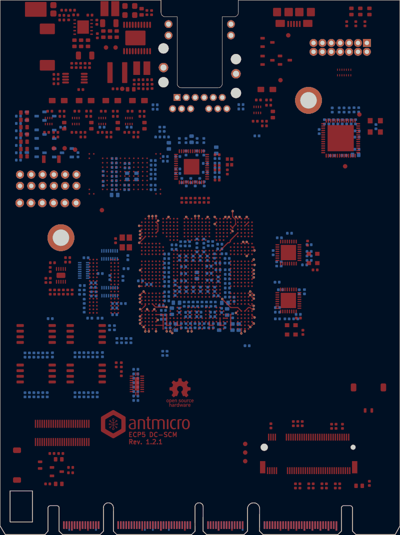 Antmicro ECP5 DC-SCM routed by Freerouting, all copper layers