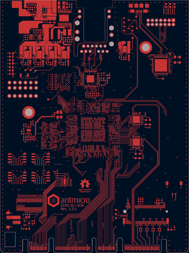Antmicro ECP5 DC-SCM as its designers routed it, F.Cu