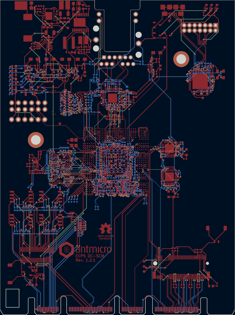 Antmicro ECP5 DC-SCM routed by TraceMaker, all copper layers