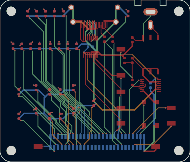 ECP5 BGA-381 FT2232HQ FIFO board routed by Freerouting, all copper layers