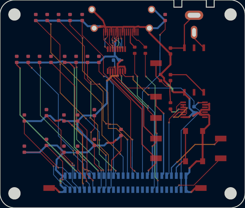 ECP5 BGA-381 FT2232HQ FIFO board routed by tscircuit, all copper layers