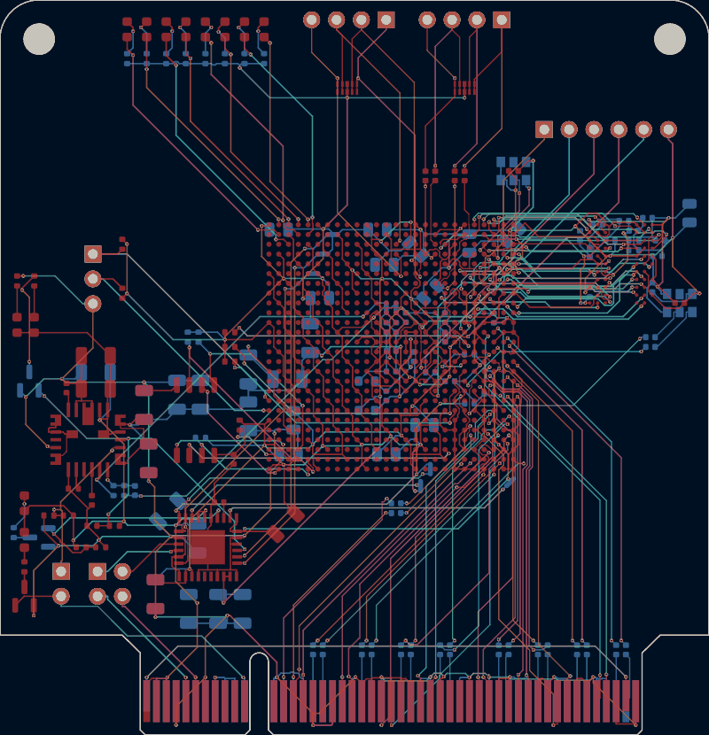 Kintex PCIe board routed by Freerouting, all copper layers