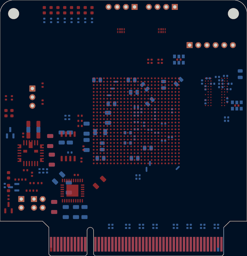 Kintex PCIe board routed by tscircuit, all copper layers